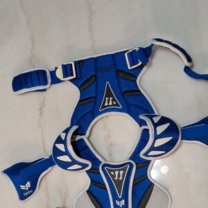 Blue and Gray Lacrosse Chest & Shoulder Pads With Gloves